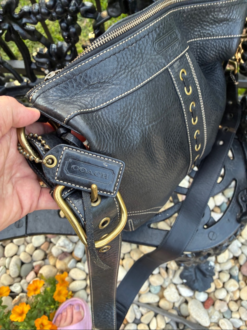 Genuine Classic Coach Chelsea  Black  Laced Duffle Bag  with Contrast Stitching